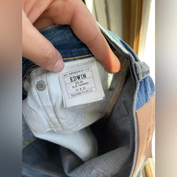 Edwin Japanese jeans. ED 80 slim tapered. 31x32 EUC